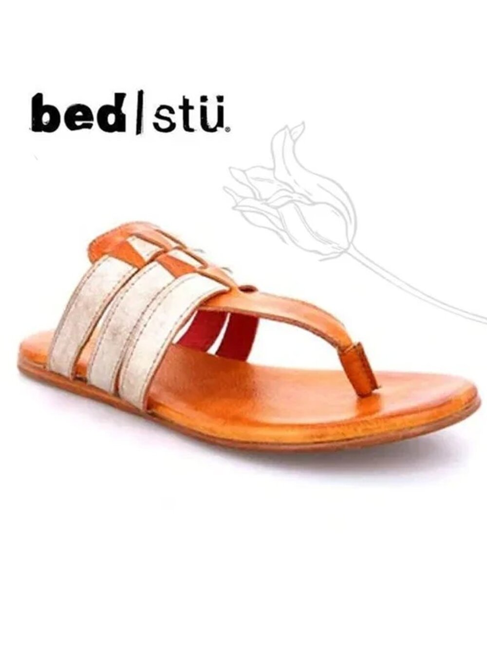 Bed Stu Yoli Sandal Thong Pecan Rustic Nectar Lux Leather